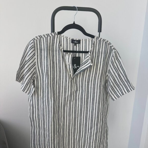 🇮🇳 - Dash & Dot: NWT Linen Stripe Popover Shirt - Picture 3 of 5